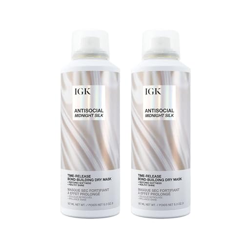 IGK Antisocial Dry Hair Mask | Leave-In Overnight Bond-Building Treatment for Dry Hair & Extensions | Hydrates, Repairs & Softens | Limited Edition Design | 5oz (Pack of 2)