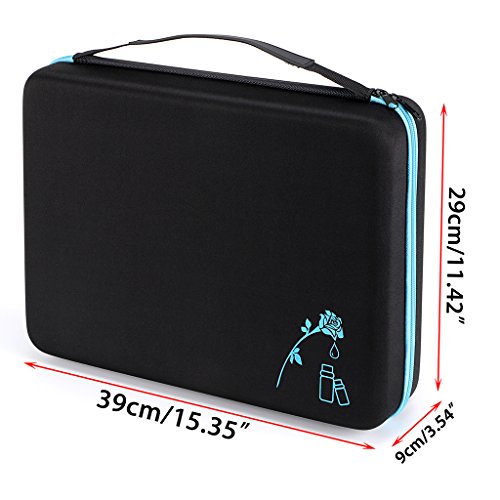 Hipiwe 108 Essential Oils Carrying Case Holds 5ml, 10ml, 15ml Bottles Hard Shell Exterior EVA Essential Oils Storage Organzier Bag with Foam Insert and Carrying Handle