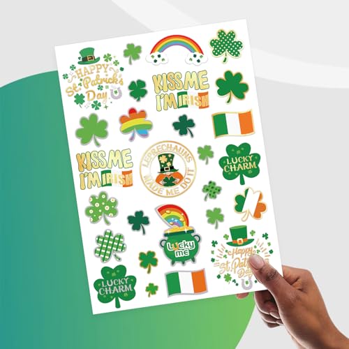 St Patrick's Day Temporary Tattoos - 54 Glitter Shamrock Designs