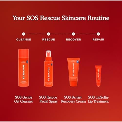 Tower 28 SOS Skin Care Set - Balancing Gel Cleanser (150 ML) + Barrier Recovery Cream (1.86 Oz) - Soothing Face Wash for Sensitive Skin + Hydrating Face Moisturizer with Hyaluronic Acid (2 Count)
