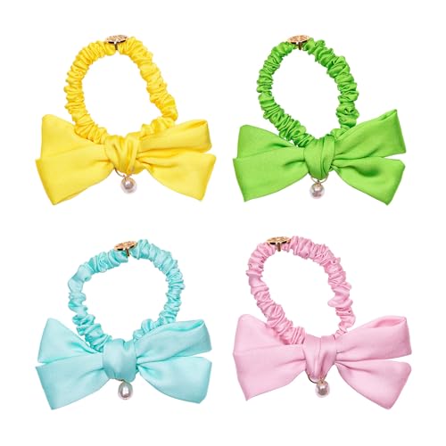 Lilly Pulitzer Mini Scrunchies, 4 Piece Scrunchie Set for Women and Girls, Cute Mini Hair Ties, Hair Bands for Women's Hair (Assorted Solid)