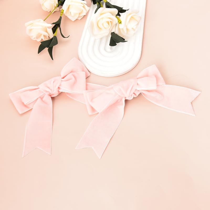 Small Bow Hair Clips for Women Velvet Hair Bows for Girls Clip Pink Bow Barrette Hair Bow Accessories Clip Side Hair Clip Bow Decorative Hair Clips for Thin Thick Hair 2 Pack Bowknot Hair Clip