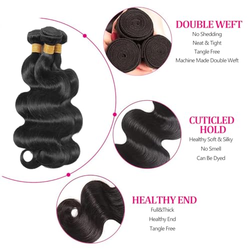 Body Wave Human Hair 3 Bundles 14 16 18 Inch Brazilian Virgin