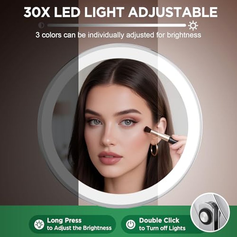 30X Magnifying Makeup Mirror with Lights & 5000mAh Battery