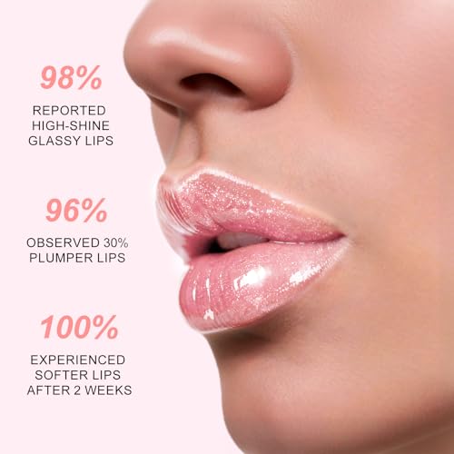 HECI BEAUTY Glitter Lip Gloss - Hydrating, Non-Sticky, Candy Pink