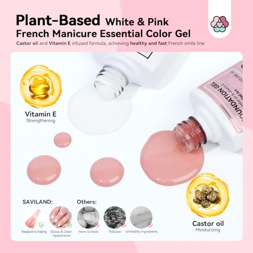 Saviland French Manicure Kit with 1B-3 Clear Variant, French Tip Tools & Nail Stickers