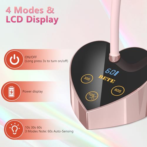 BETE Mini UV Nail Lamp - 30W Cordless Gooseneck Nail Dryer