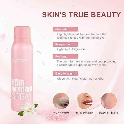 Hair Identification Spray for Facial Shaving - Removes hair and dead skin, Women's Facial Shaving Powder Spray - Moisturizing Skin Care Set, Suitable for sensitive skin/unisex, with 4 Razors (1Set)