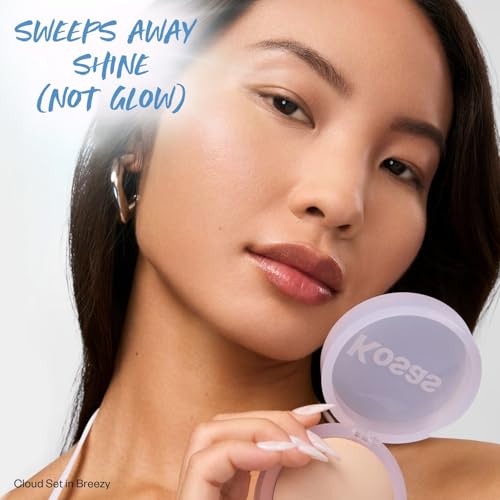 Kosas Cloud Set Face Setting Powder - Smoothing Shine Control, Soft, Sheer Translucent Makeup Finish, Portable & Long-Lasting Loose Pressed Baking Powder - Breezy (Sheer Light)