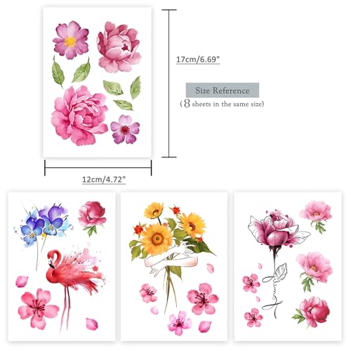 Flower Butterfly Temporary Tattoos for Women | 5-7 Day Wear