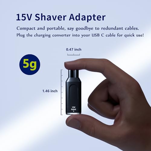 15V HQ8505 USB C Shaver Charger Adapter Charging Converter for Philips Norelco HQ8505 7000 5000 3000 Series, OneBlade QP6520 QP6530 QP6510, Type-C Shaver Charger Converter (Cable Excluded))_1 Pack