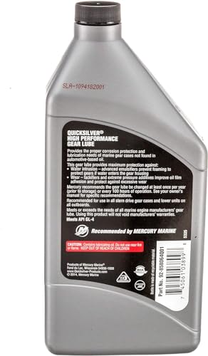 Quicksilver by Mercury Marine 8M0222065 SAE 90 High Performance Gear Lube, 32 oz