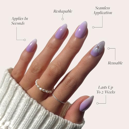 Glamnetic Lilac Reef Press On Nails - Short Almond 30 Piece Kit