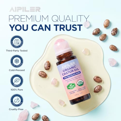 Organic Castor Oil Roller with Rose Quartz Ball - 1.7 fl oz