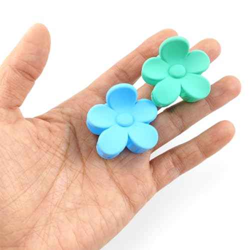 20PCS 1.57inch Cute Flower Claw Clips, Small Jaw Clips for Women Girls Thin/Medium/Thick Hair, 10 Colors Nonslip Strong Hold Clamps Catch Barrettes Hair Accessories