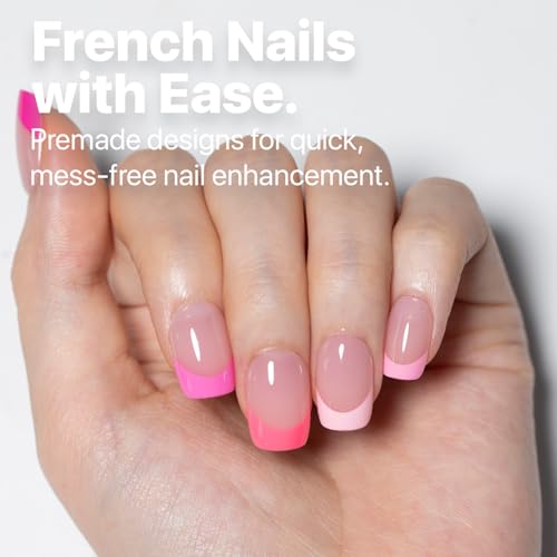 SXC French Tip Press On Nails 150 Pieces - Model 5PINK113-XS Square, Ultra Fit, No File Needed, DIY Nail Art
