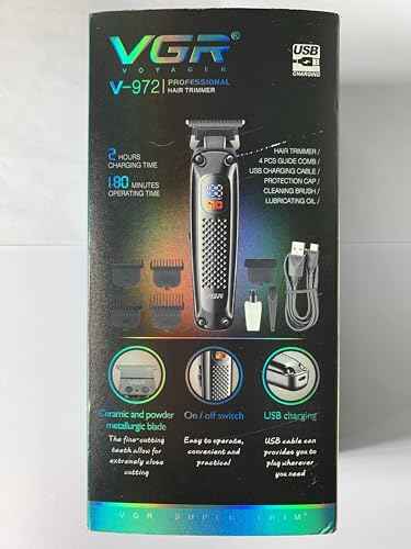 VGR 972 Professional Hair Trimmers, Precision Beard Trimmer for Men, Cord/Cordless and Rechargeable with LED Display