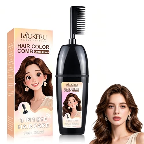 Silver Herbal Hair Coloring Comb - 3-in-1 Hair Dye & Conditioner, Ammonia-Free, Gray Coverage, Nourishes with Argan & Ginseng