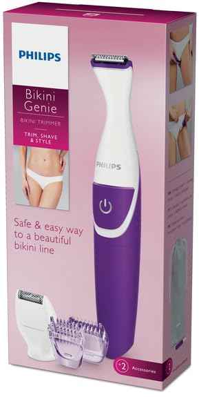 Philips Beauty Bikini Genie Cordless Trimmer for Bikini Line Hair Removal, with Shaving Head and Comb, BRT383/50