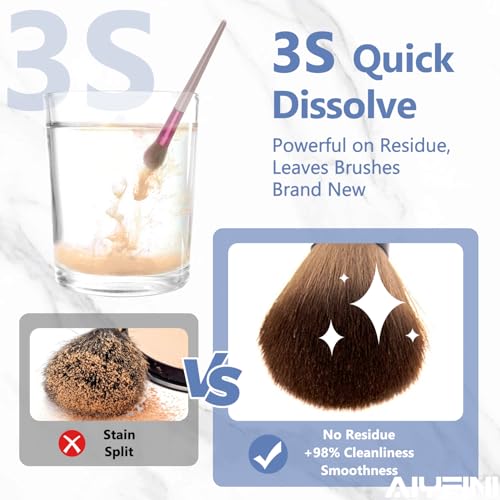 Alyfini Makeup Brush Cleaner Machine + Cleanser Solution Combo, Powerful for Tough Residue on Make Up Brushes/Sponges/Puffs