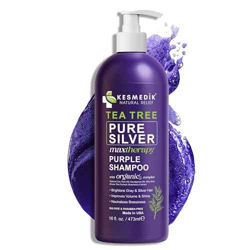 Tea Tree Purple Shampoo, Professional Anti-Brass Toner, Neutralizes Yellow Tones for Grey, Silver, Ash & Bleached Highlighted Color Treated, Dry & Itchy Scalp Relief, 16 fl oz