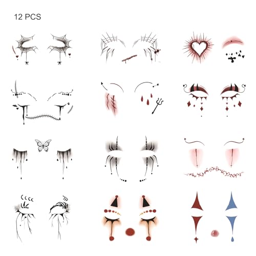 Halloween Temporary Tattoo Stickers - 12 Sheet Set
