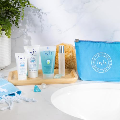 Inis the Energy of the Sea Voyager Gift Set - Travel Size Toiletries for Women and Men - Body Wash - Body Lotion - Hand Cream - Ocean Fresh Unisex Cologne