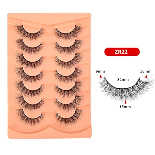 7-Pair Dramatic Fluffy False Eyelashes 9-16mm Volume