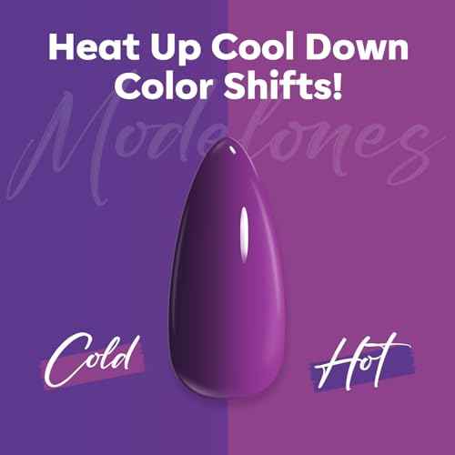 modelones Black Purple Gel Nail Polish Color Dark Purple Changing Black Mood Temperature Change Nail Polish Gel Soak Off Nail Art DIY Salon Manicure Holiday Gift for Girls Women 15 ML