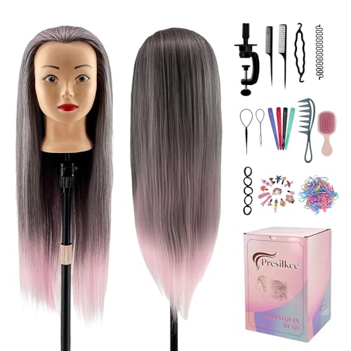 28" Mannequin Head with Hair - Cosmetology Practice Head with Clamp & Tools