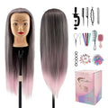 28" Mannequin Head with Hair - Cosmetology Practice Head with Clamp & Tools