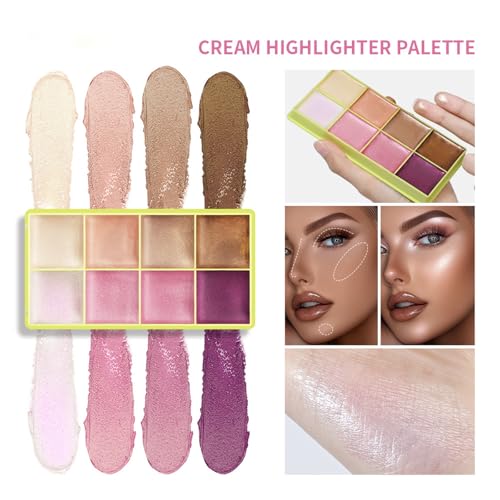 8-Color Cream Highlighter Palette – Waterproof, Lightweight