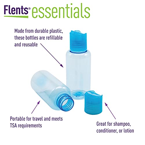 Flents Travel Silicone Bottles for Shampoo, Conditioner or Lotion, TSA Approved, Durable and Refillable, 12 Pack, 3 fl oz, Colors May Vary