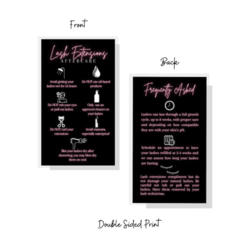 Lash Extension Aftercare Cards - 50 Pack, 2x3.5" Business Card Size