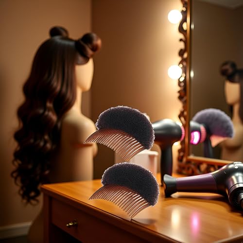 2-Piece Brown Hair Styling Foam Pads with Clips
