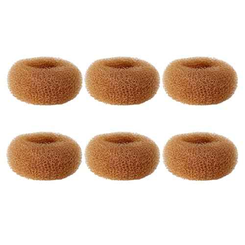 Extra Small Hair Bun Maker for Kids, 6 PCS Chignon Hair Donut Sock Bun Form for Girls, Mini Hair Doughnut Shaper for Short and Thin Hair (Small Size 2 Inch, Light Brown)