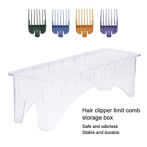 Clipper Guard Holder Organizer, Plastic Clipper Blade Holder, 8 Slots Clipper Blade Case, Transparent Limit Comb Guide for Hair Clipper Storage, 8.7 x 2.7 x 2.6in, 1Pcs