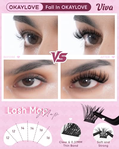 OKAYLOVE Fluffy Lash Clusters 8-18mm DIY Volume Extensions Kit