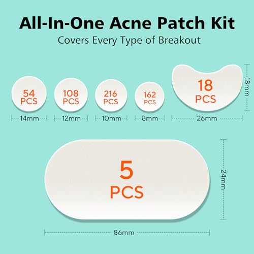 Dr.patch 563 Count Hydrocolloid Acne Patches for Face & Body - Invisible, Large & Small Sizes, Pack of 1