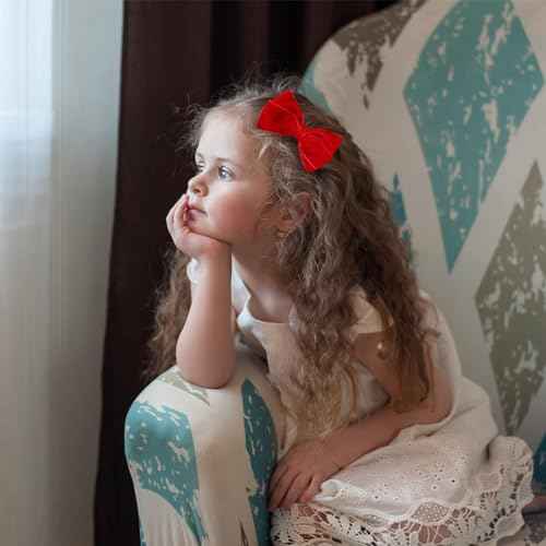 Red Velvet Ribbon Hair Bow Clips 4.5" Christmas Valentines New Year Gift Fall Alligator Barrettes Hair Pins Party Dress outfit Decor Accessory for Teen Toddler Girls Kids Women