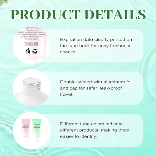 Kocpudu Travel Shampoo & Conditioner Set 30ml Pack of 10 - Bulk Travel Toiletries