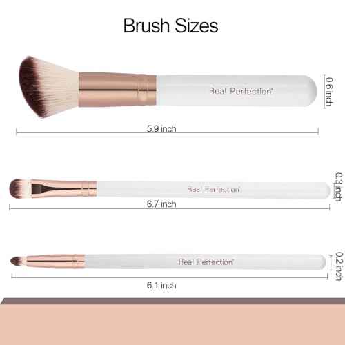 Real Perfection Makeup Brush Set 16 Pcs with 1 Eyebrow Razor Premium Synthetic Foundation Powder Concealers Eyeshadow Blush Makeup Brushes Make up Brushes Kit (White)
