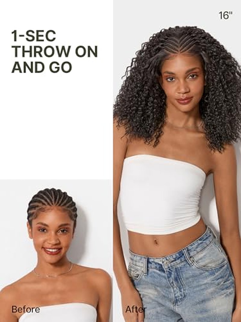 Frodio 13x4 Lace Frontal Braided Wig - Glueless Human Hair Blend, 16"
