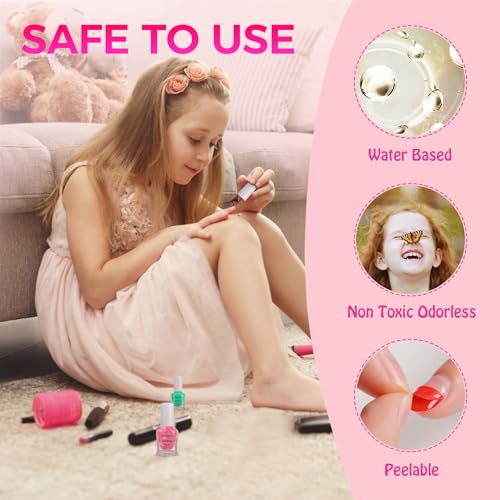 TOMICCA 10 Colors Kids Nail Polish Set - Non-Toxic Water-Based, Quick Dry Peel-Off (Variation: 10 kid nail polish)