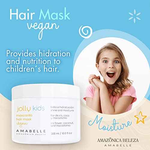 Hair Mask Jolly Kids |Vegan | Moisturizes and Nourishes | For All Hair Types, Curly, Straight | Promotes Healthy Growth | Mascarilla para Ni?os |10 Oz