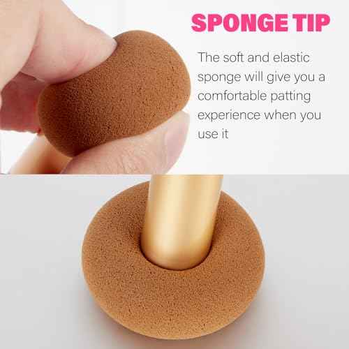 Dual-Ended Hair Makeup Brush - Precision Hairline Powder Brush With Sponge Tip For Seamless Blending - Root Touch Up & Hair Contour - Brown, 4.7 inch
