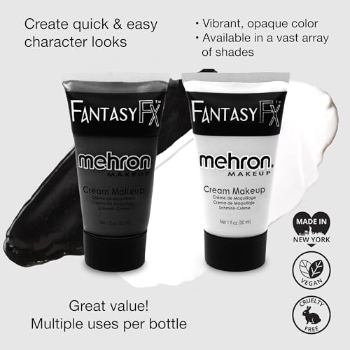 Mehron Fantasy F/X Water-Based Face & Body Paint Black & White Bundle