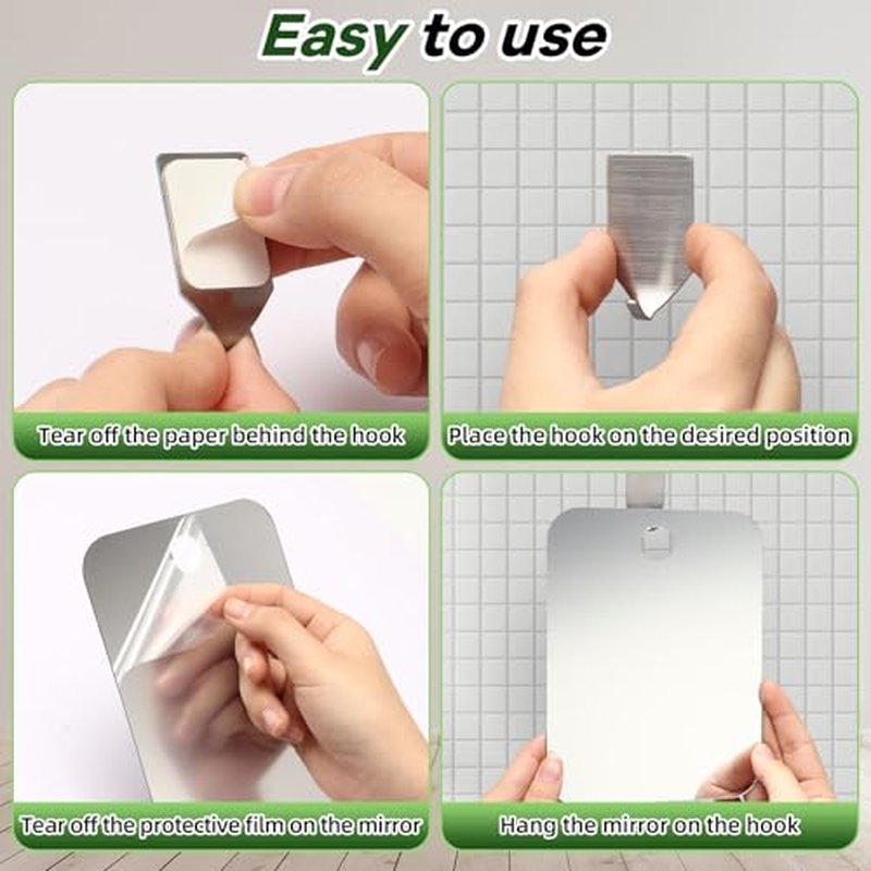 2 Pack Shatterproof Shower Mirrors for Shaving & Makeup