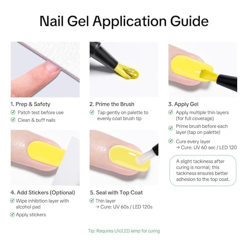 Love Easy 2-Step Gel Nail Polish Pen Kit - 6 Fluorescent Colors & Stickers