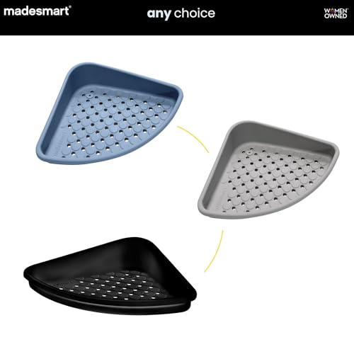 madesmart Bathtub Corner Shelf with Suction Cups & Drainage